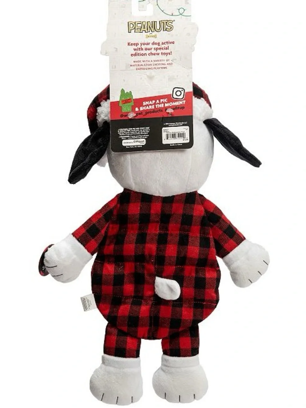 NWT Peanuts Snoopy Plaid Multi-Squeaker Plush Dog Toy 9 Squeakers!!!